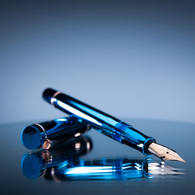 Conklin Duragraph Metal Fountain Pen PVD Blue - Medium Nib, Luxury Writing Instrument with Durable Blue Finish - Image 3