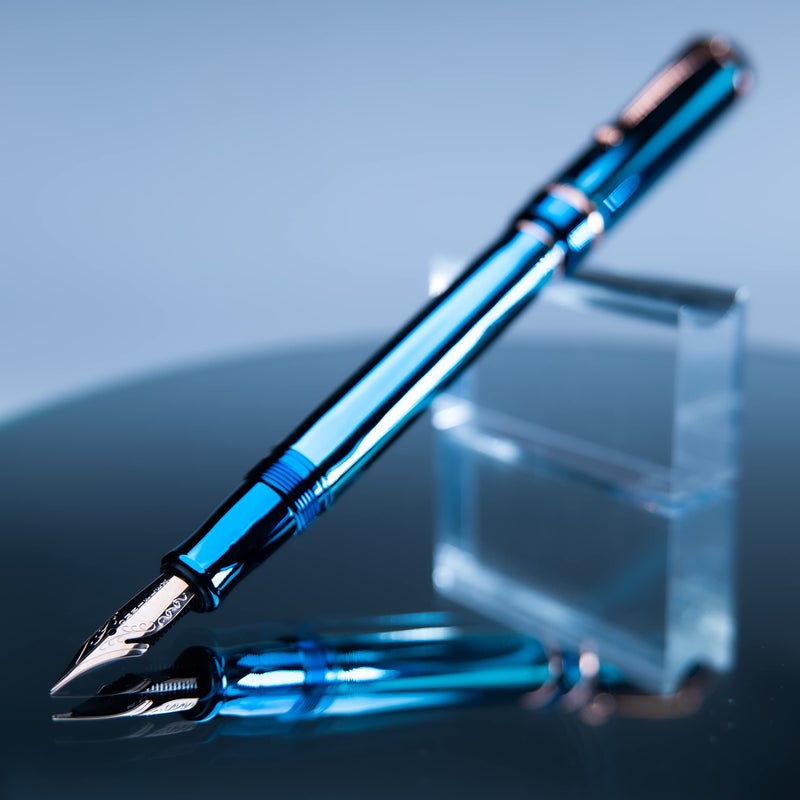 Conklin Duragraph Metal Fountain Pen PVD Blue - Medium Nib, Luxury Writing Instrument with Durable Blue Finish - Image 2