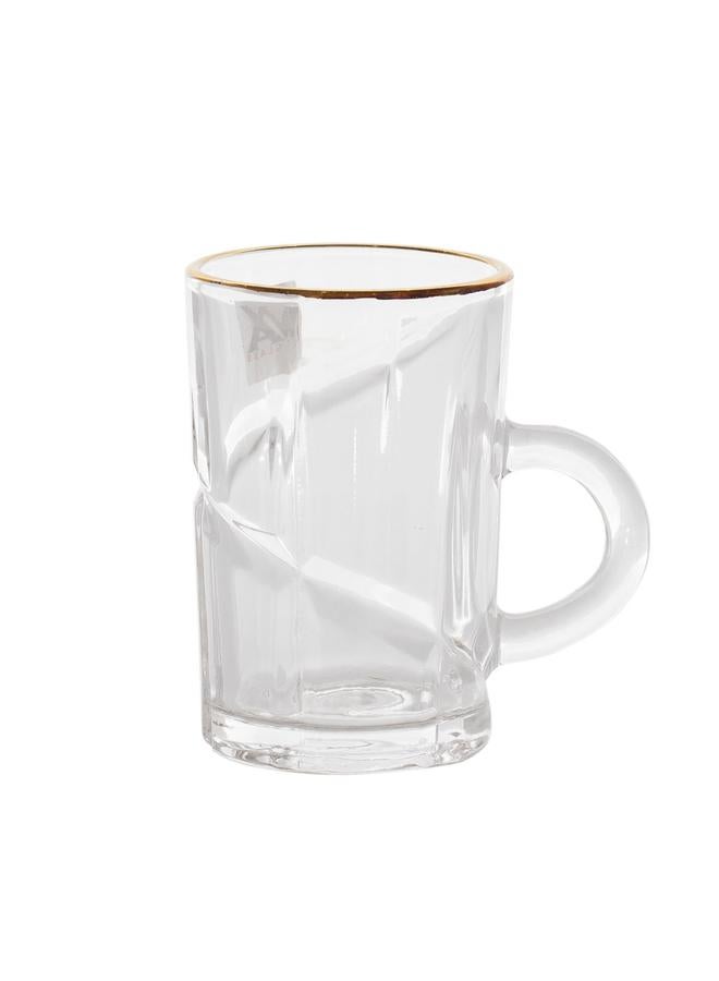 السيف  طقم بيالات شاي زجاجي 6 قطع شفاف ذهبي - Image 2