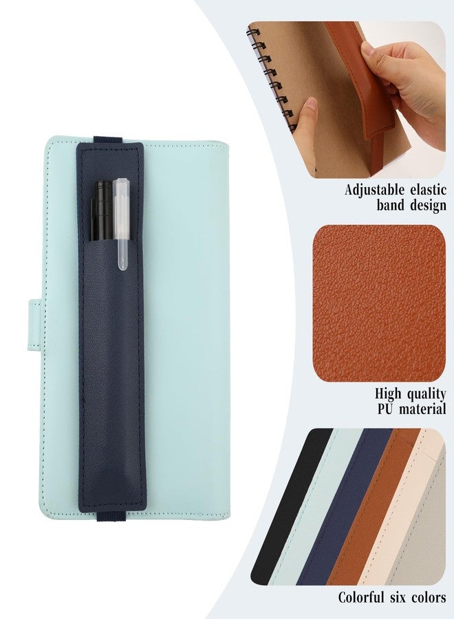 simarro 6pcs Adjustable Pen Holder Elastic Band, Detachable PU Leather Pen Sleeve Pouch Journal Pencil Holder for Notebook, Planners, Binders and Books (6 Colors) - Image 2