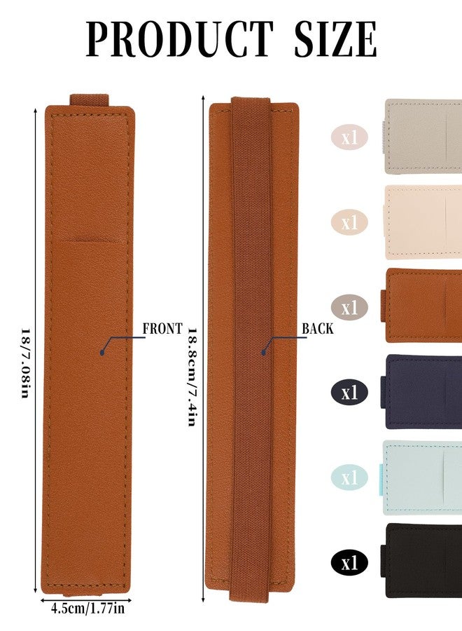 simarro 6pcs Adjustable Pen Holder Elastic Band, Detachable PU Leather Pen Sleeve Pouch Journal Pencil Holder for Notebook, Planners, Binders and Books (6 Colors) - Image 3