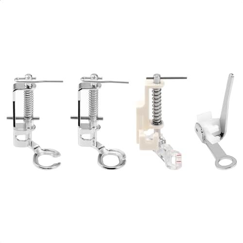 FIKLOTA 4-Piece Large Metal Darning/Free Motion Presser Foot Set for Low Shank Singer, Brother, Janome, Juki, and More Sewing Machines - Include Close Toe, Open Toe, Quilting and Embroidery Foot - Image 1
