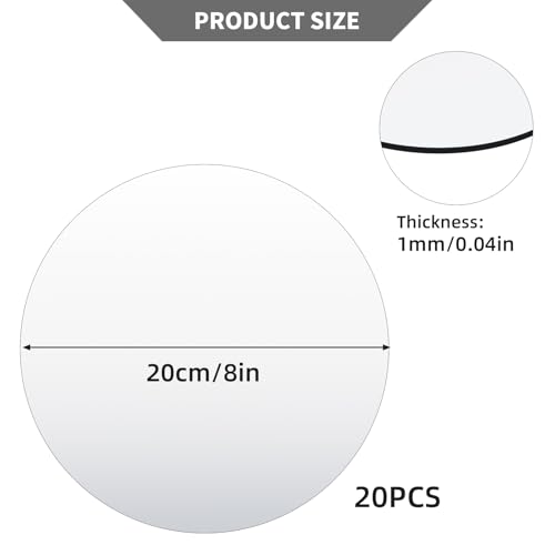 LUDEOU 20 Pack Round Mirror Centerpieces for Tables No Glass AcrylicCircle Mirror Table Centerpieces Mirror Tray Candle Plates for Wedding Table DecorationChristmas Home Decor 8inch - Image 3
