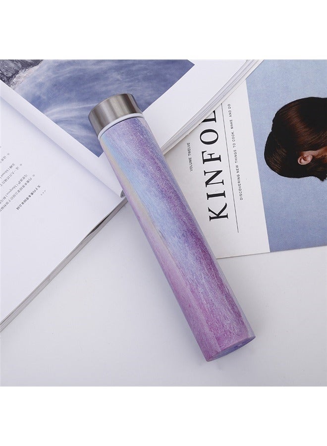 Slim Insulated Vacuum Flask Purple 24.5 x 4.5cm，Insulated Water Bottle, Coffee Thermos Mug, Double Wall Vacuum Insulation, Fashionable Style Skinny Mini Slim Stainless Steel Water Bottle, 280ml - Image 2