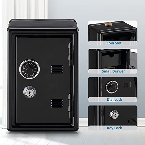 Younion Money Safe and Cash Lock Box, Mini Size Security Safe Box for Money Jewelry and valuables, 4.6"x 4.2"x 6.9" Black - Image 3