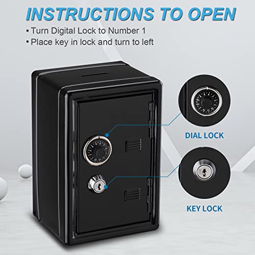 Younion Money Safe and Cash Lock Box, Mini Size Security Safe Box for Money Jewelry and valuables, 4.6"x 4.2"x 6.9" Black - Image 5