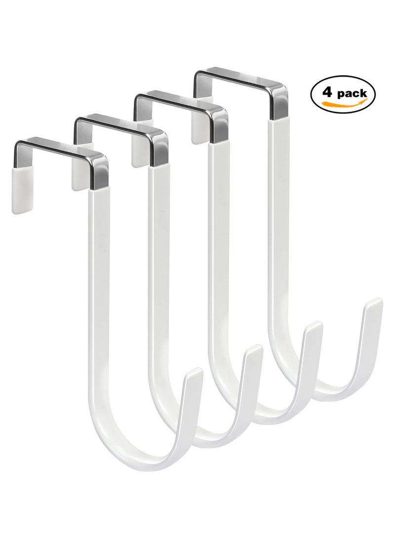 Sunspire Over the Door Hooks,4 Piece Hooks with Rubber Prevent Scratch Heavy Duty Storage Bag for Living Room, Bathroom, Bedroom, Kitchen Hanging Clothes, Towels, Hats, Coats, Bags (White)  - Image 1