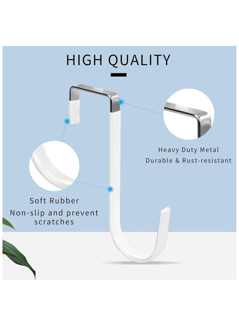 Sunspire Over the Door Hooks,4 Piece Hooks with Rubber Prevent Scratch Heavy Duty Storage Bag for Living Room, Bathroom, Bedroom, Kitchen Hanging Clothes, Towels, Hats, Coats, Bags (White)  - Image 3