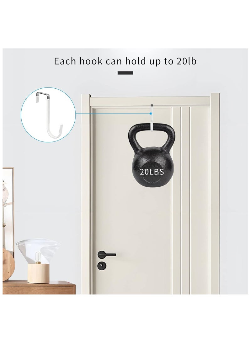 Sunspire Over the Door Hooks,4 Piece Hooks with Rubber Prevent Scratch Heavy Duty Storage Bag for Living Room, Bathroom, Bedroom, Kitchen Hanging Clothes, Towels, Hats, Coats, Bags (White)  - Image 4