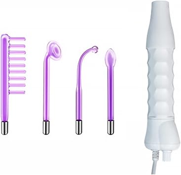 Healifty Portable Handheld High Frequency Facial Skin Wand Machine High Frequency Facial Machine with 4 Pcs Argon Gas Wand UK Plug White 23X25X25CM - Image 1