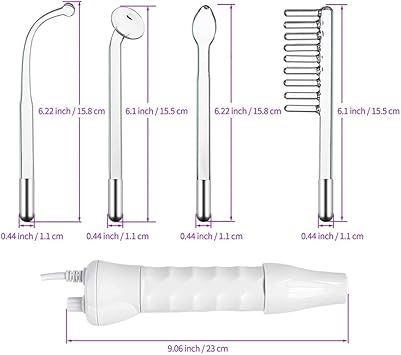 Healifty Portable Handheld High Frequency Facial Skin Wand Machine High Frequency Facial Machine with 4 Pcs Argon Gas Wand UK Plug White 23X25X25CM - Image 2