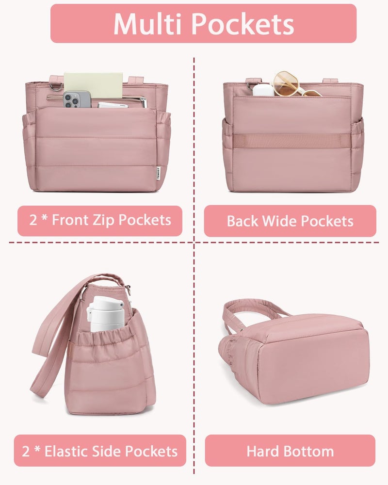 TENKIST Lunch Box Tote Bag - Versatile Soft Insulated Lunchbox for Women - Lightweight Stylish Simple Lunch Pail Reusable Large Cooler Bag for Adults Work Office Camping Picnic Travel Outdoor Trips Pink 10L - Image 2