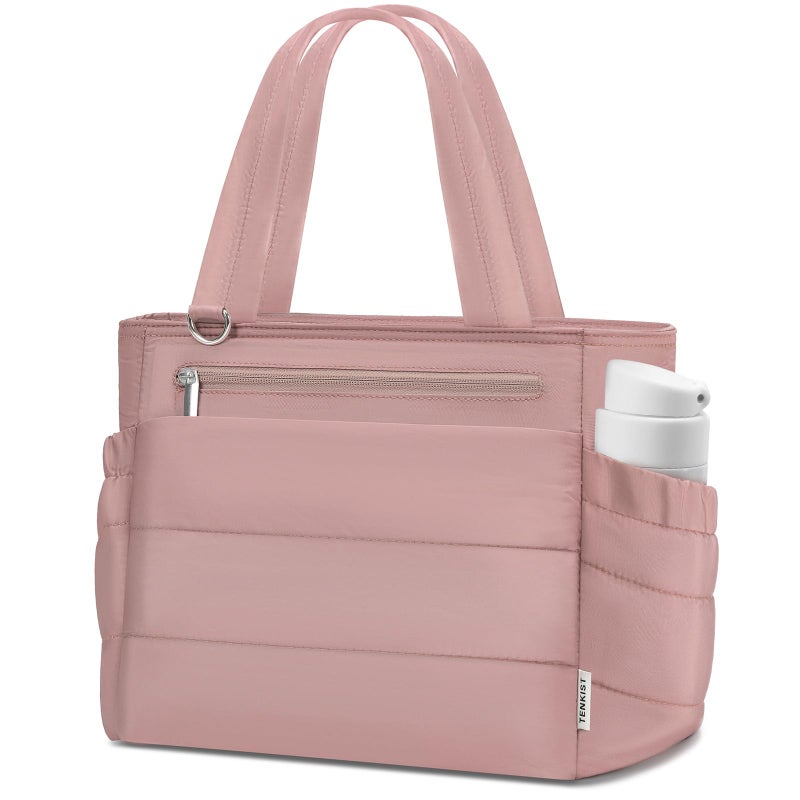 TENKIST Lunch Box Tote Bag - Versatile Soft Insulated Lunchbox for Women - Lightweight Stylish Simple Lunch Pail Reusable Large Cooler Bag for Adults Work Office Camping Picnic Travel Outdoor Trips Pink 10L - Image 1