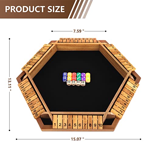 Nicecho 26 Players Shut The Box Dice Game Wooden Board Table Math Game with 16 Dice Classics Tabletop Games for Kids Adults FamilyClassroomHomeParty or Pub - Image 5