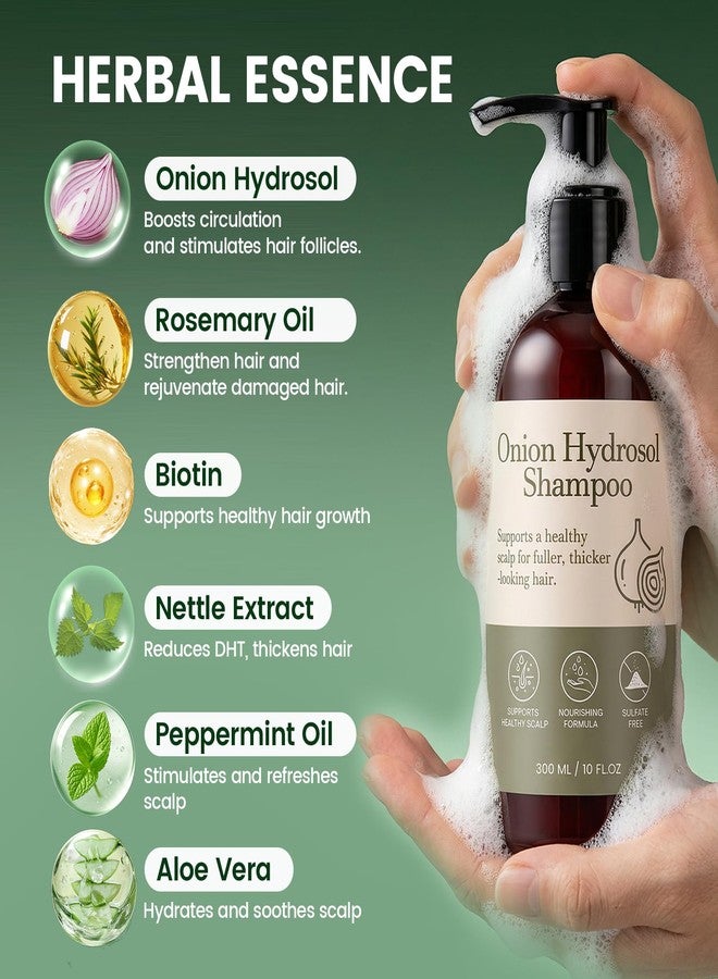 Pwkvsn Onion Hydrosol Shampoo for Hair Growth, Onion Shampoo with Biotin Rosemary for Women and Men, Paraben Free, 300ml(1) - Image 3