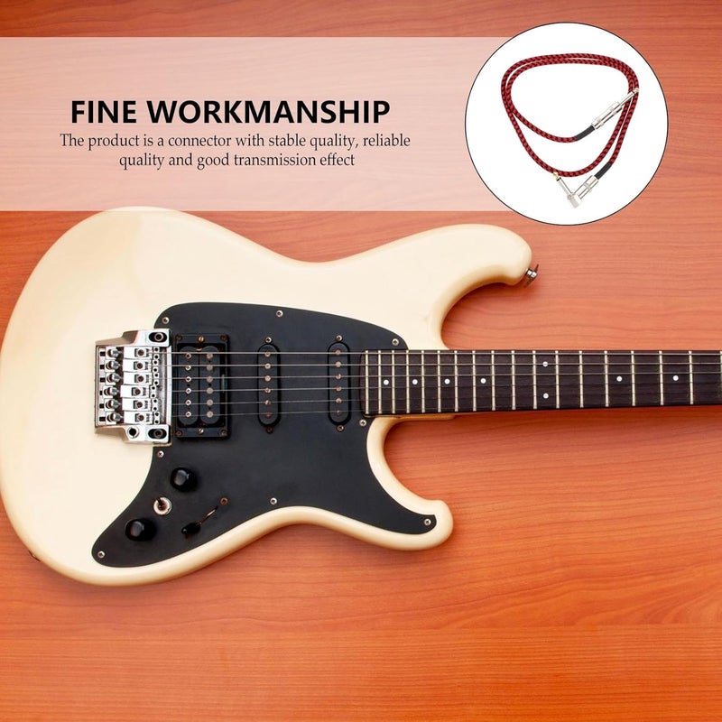 Woven 1m Guitar Audio Cable Connector Red Black, Instrument Accessory Electric Guitar Connecting Cord for Bass and Stage Use - Image 4