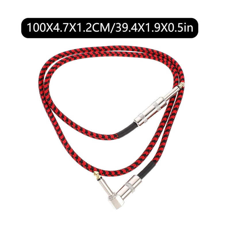 Woven 1m Guitar Audio Cable Connector Red Black, Instrument Accessory Electric Guitar Connecting Cord for Bass and Stage Use - Image 2