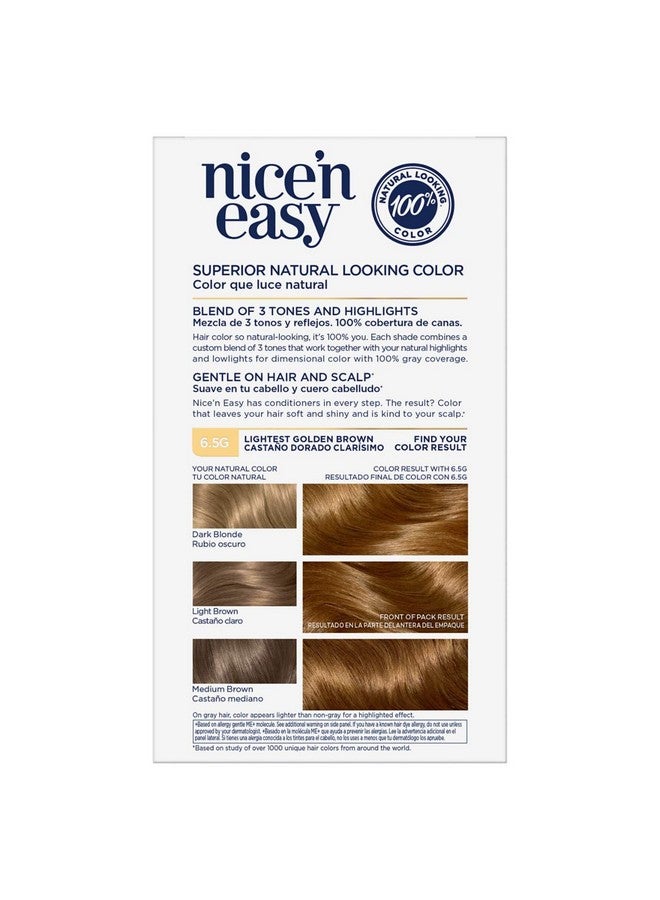 Clairol Nice'n Easy Permanent Hair Color, 6.5 Lightest Golden Brown, 1 Count - Image 2