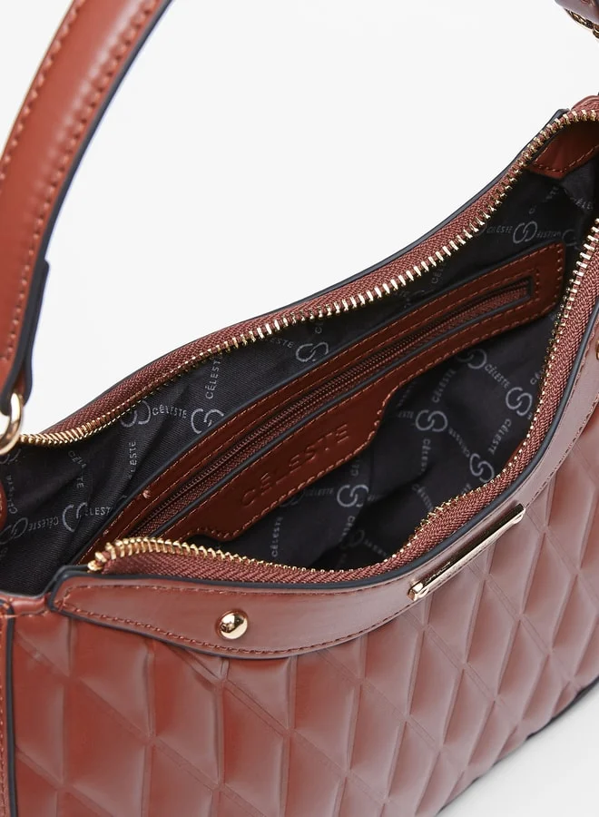 سيليست Women's Quilted Shoulder Bag with Adjustable Strap and Zip Closure