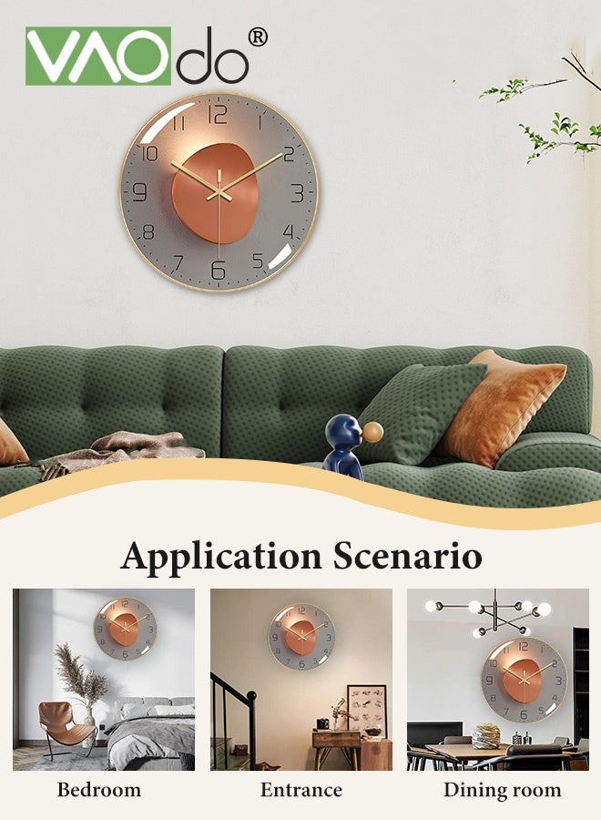 فاو دو ساعة حائط مستديرة 12 بوصة، ساعة كوارتز صامتة تعمل بالبطارية، ساعة حائط مستديرة 12 بوصة، ساعة حائط مستديرة تعمل بالبطارية، ساعة زجاجية مقواة مضادة للضباب، ساعة تزيين منزلية دقيقة لتوقيت السفر، مناسبة لغرفة النوم والمطبخ وغرفة المعيشة والمكتب - Image 4