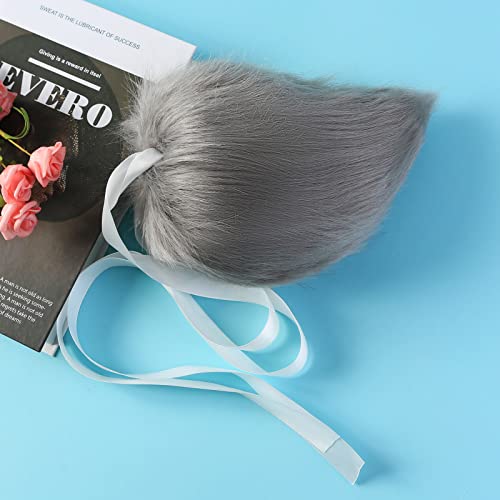 Fancheer Big Bunny Tail Plush Rabbit Costume Accessory for Adult Halloween Easter Animal Cosplay Dress Up Grey - Image 4