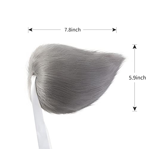 Fancheer Big Bunny Tail Plush Rabbit Costume Accessory for Adult Halloween Easter Animal Cosplay Dress Up Grey - Image 2