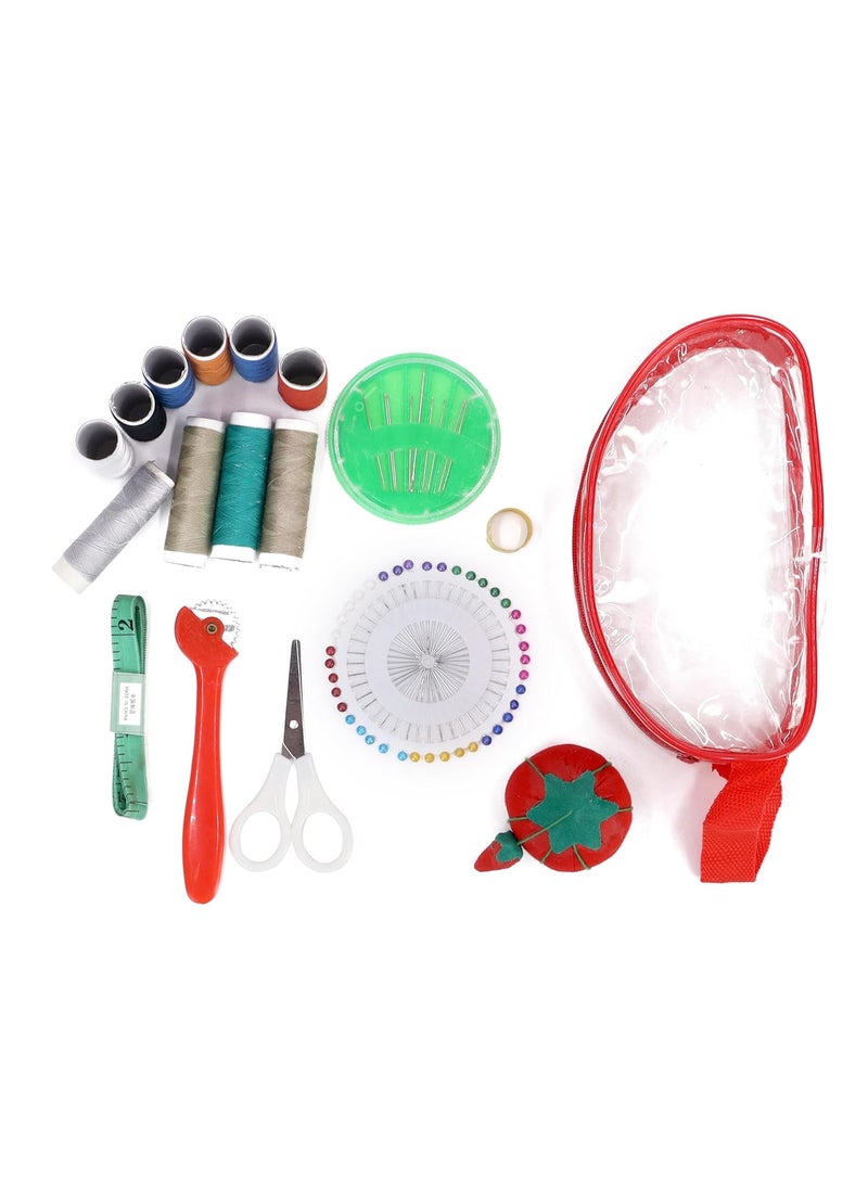 NFI essentials NFI essentials Assorted Color Sewing Set Box Sewing kit Organizer Sewing Accessories with Thread, Needles, Measure Tape, Pins, Scissors, Needles Threader, Thimbles, Button  - Image 1