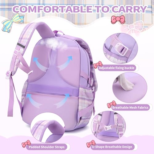 BEFUNIRISE Girls Backpack Set,17 inch School Backpacks Cute Book Bag with Lunch Box for Teen Kid Elementary Middle High School(3PCS Black, Large) - Image 3