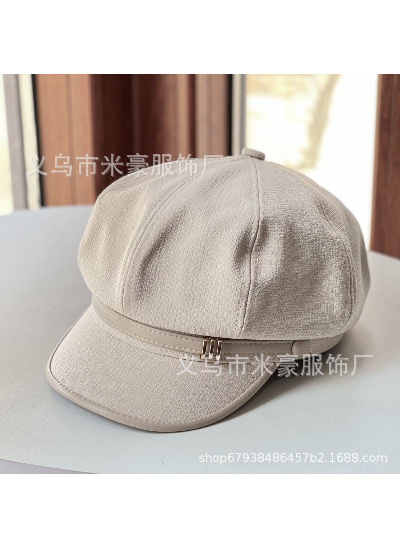 Generic - New British Vintage Duckbill Cap Casual Beret Stylish Octagonal Hat Beige - Image 1