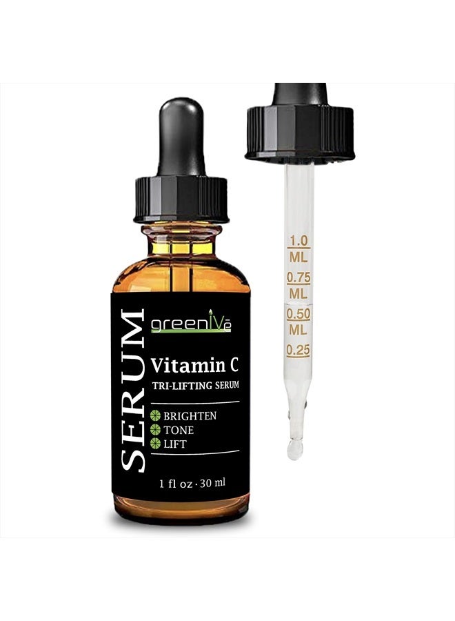 Greenive Vitamin C Serum Tri-Lifting Serum with Hyaluronic Acid, Vegetable Collagen & Leucidal - Image 1