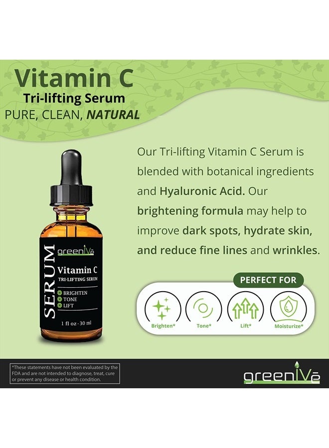 Greenive Vitamin C Serum Tri-Lifting Serum with Hyaluronic Acid, Vegetable Collagen & Leucidal - Image 4
