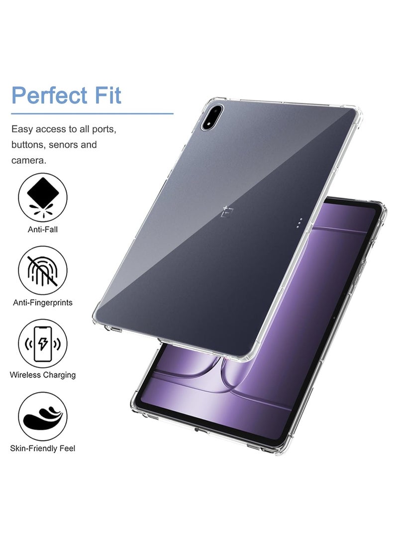 Transparent protective case for OnePlus Pad 3, with 2 tempered glass screen protectors, ultra-transparent soft TPU protective case, lightweight flexible silicone shockproof sturdy back cover - Image 2
