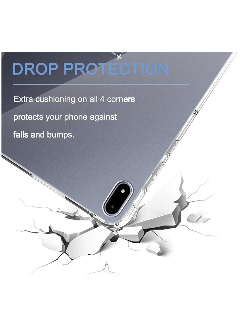 Transparent protective case for OnePlus Pad 3, with 2 tempered glass screen protectors, ultra-transparent soft TPU protective case, lightweight flexible silicone shockproof sturdy back cover - Image 3