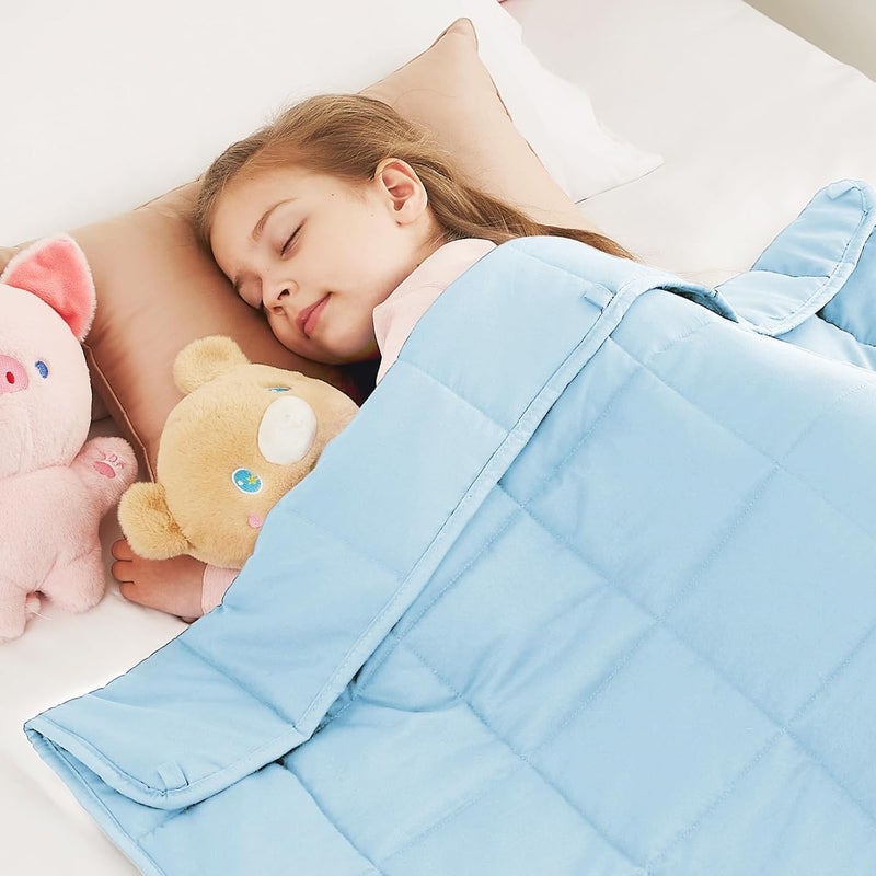 CuteKing Weighted Blanket - Weighted Blanket with Premium Glass Beads - Breathable Heavy Blanket for Comfort Sleep - Thick Blanket All Season (10lbs, 50"x60", Light Blue) - Image 1