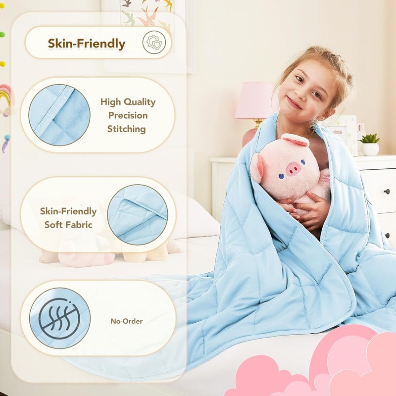 CuteKing Weighted Blanket - Weighted Blanket with Premium Glass Beads - Breathable Heavy Blanket for Comfort Sleep - Thick Blanket All Season (10lbs, 50"x60", Light Blue) - Image 5