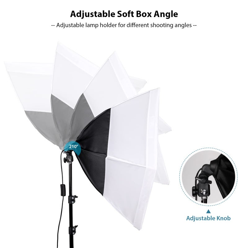 Hpusn [Upgrade Version] HPUSN Softbox Lighting Kit 26inches Hexagon Continuous Lighting System Photography Studio Light Equipment with 2pcs 85W Bulbs for Live Broadcast, Portrait, Product Photography - Image 5