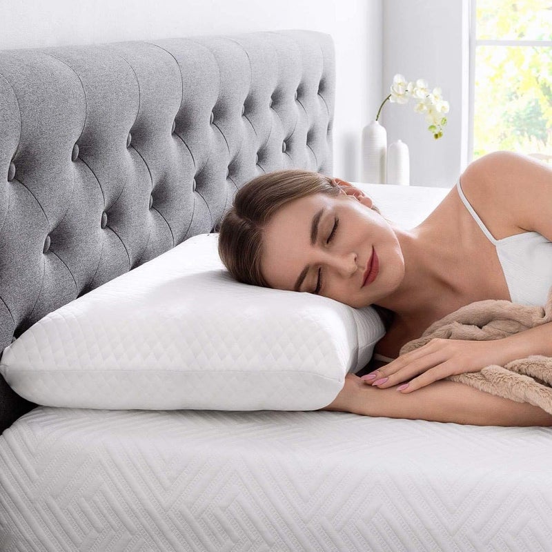 NK Textiles Memory Foam Cervical Contour Pillow for Sleeping, Orthopedic Pillow for Neck Pain, Support for Back,Stomach,Side Sleepers - Image 1