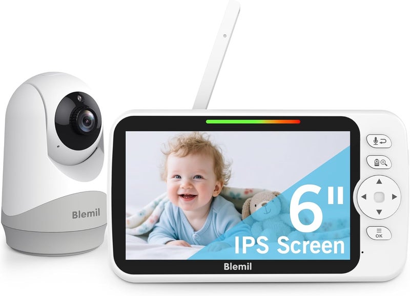 Blemil Upgrade Video Baby Monitor with Camera and Audio 6 Large Screen 35Hrs Battery No WiFi Baby Monitor Remote PanTiltZoom Camera 2Way Talk Night Vision Temperature 1000ft Range - Image 1