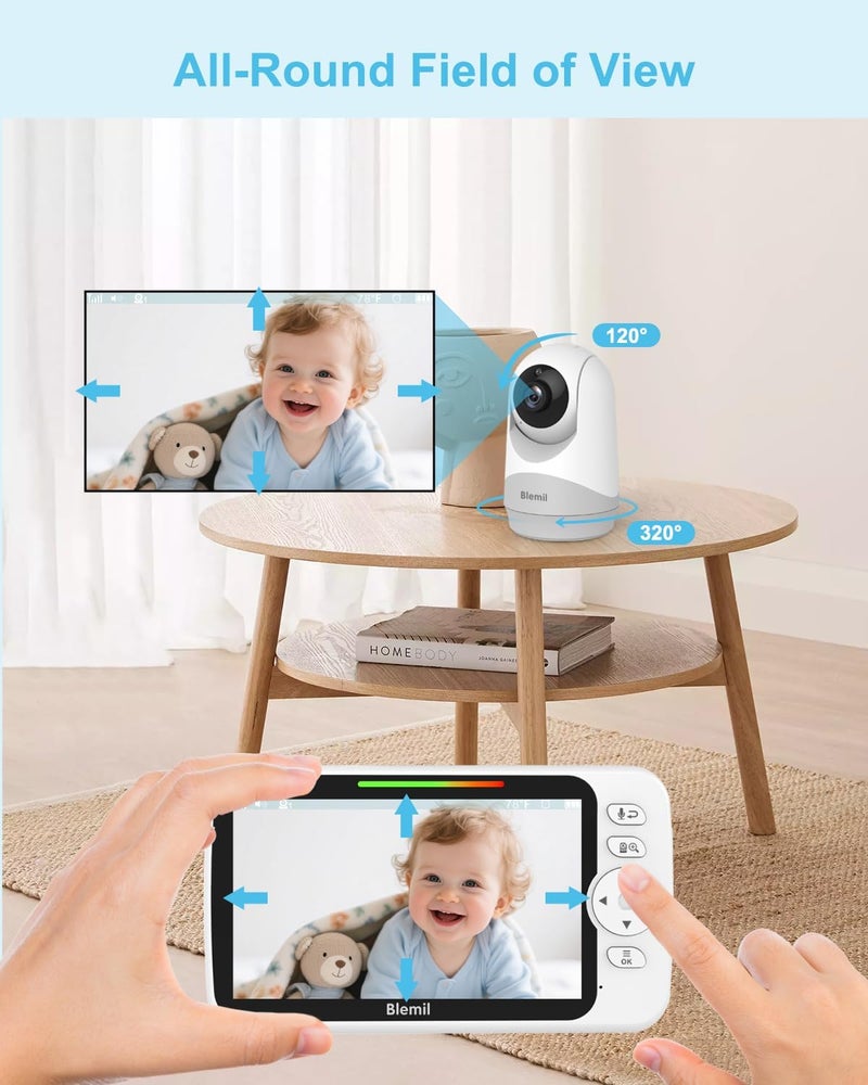 Blemil Upgrade Video Baby Monitor with Camera and Audio 6 Large Screen 35Hrs Battery No WiFi Baby Monitor Remote PanTiltZoom Camera 2Way Talk Night Vision Temperature 1000ft Range - Image 3
