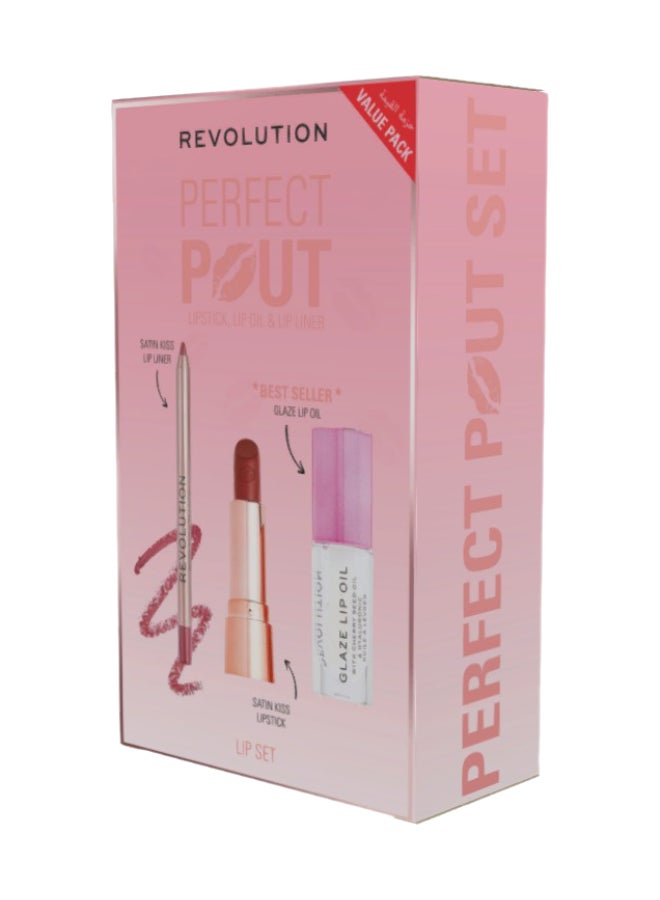 Makeup Revolution Revolution Perfect Pout Set-Lipstick,Lipoil And Lip Liner Gift Set - Image 1