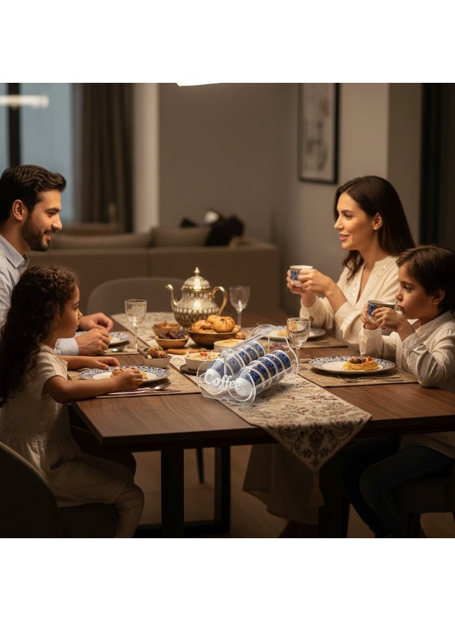 بيتى حامل أكواب قهوة بيتي بوسطن التقليدي من الشرق الأوسط، رف عرض فنجاني مزخرف، أكريليك شفاف مع حروف ذهبية وسوداء وبيضاء ورمادية - Image 5