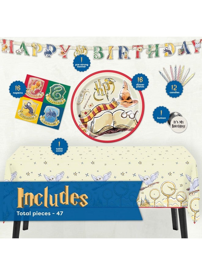 Unique Harry Potter Birthday Decorations Kit | Harry Potter Birthday Party Supplies | With Harry Potter Table Cover, Banner, Dinner Plates, Napkins, Candles, Button | Serves 16  - Image 2