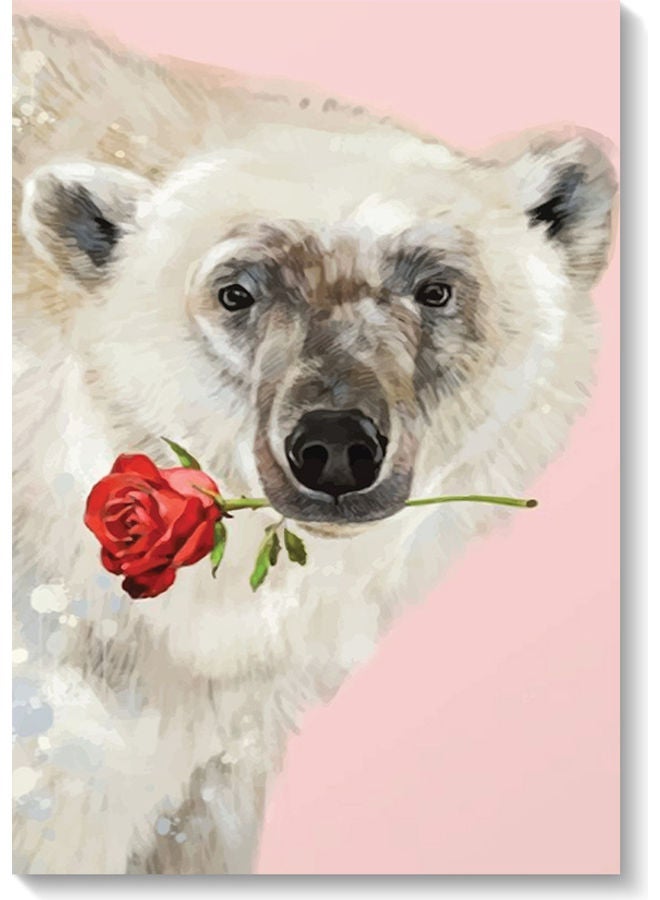 RYN Romantic Polar Bear Wall Art Multicolour 40x60cm - Image 1