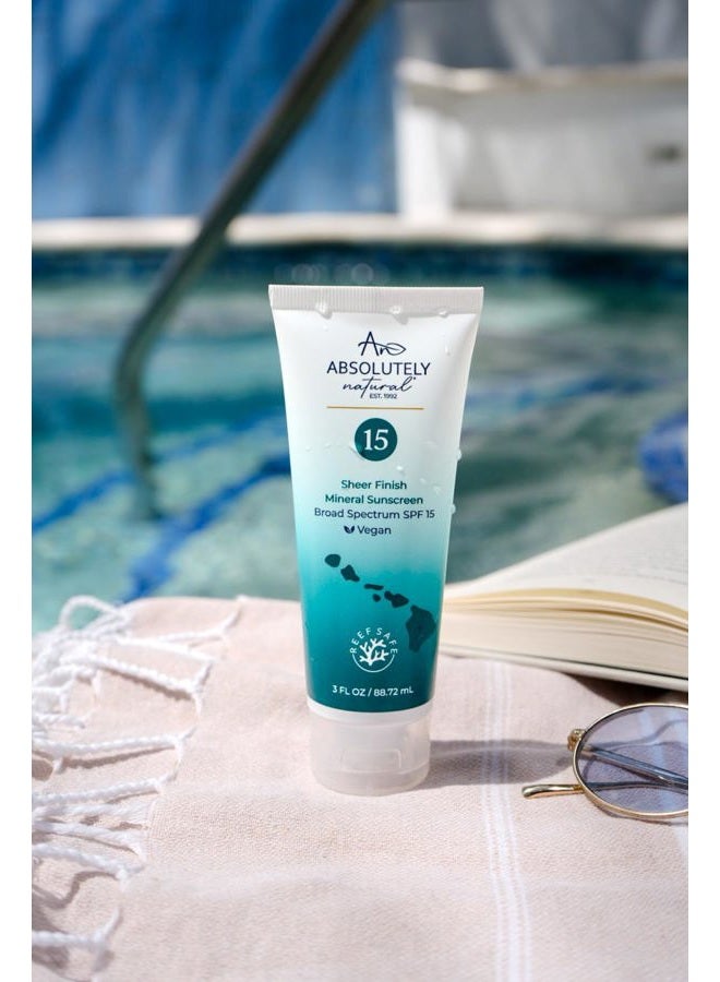 Absolutely Natural واقي شمس معدني SPF 15 - مرطب مقاوم للماء واسع الطيف للجسم والوجه - مع أكسيد الزنك غير النانوي، فيتامين E، ومضادات الأكسدة - صنع في الولايات المتحدة، 3 أونصات - Image 4
