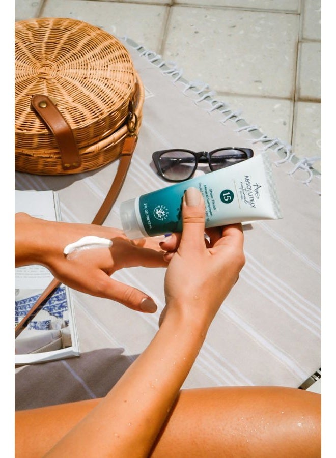 Absolutely Natural واقي شمس معدني SPF 15 - مرطب مقاوم للماء واسع الطيف للجسم والوجه - مع أكسيد الزنك غير النانوي، فيتامين E، ومضادات الأكسدة - صنع في الولايات المتحدة، 3 أونصات - Image 3