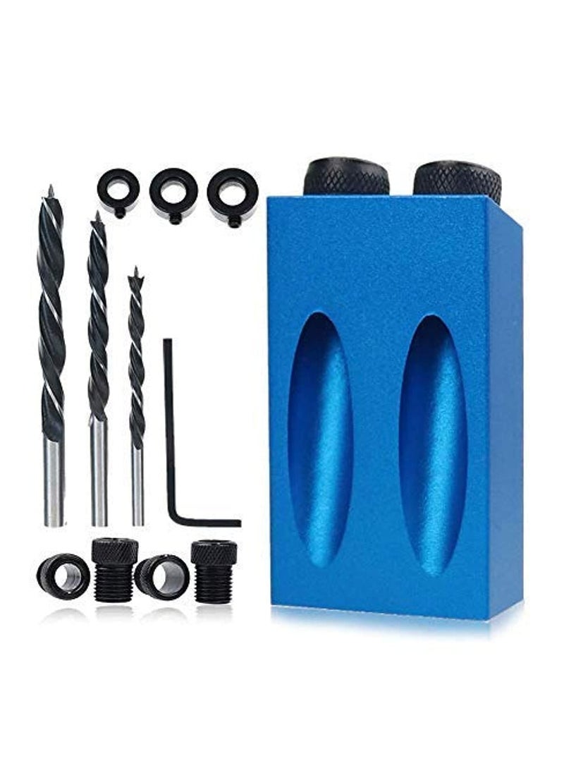 Generic 15 Degree Woodworking Angled Hole Fixture Kit, Comes with 6/8/10mm Drive Adapter for Woodworking Angled Drilling, Angle Woodworking Positioner Fixtures 14pcs  - Image 1