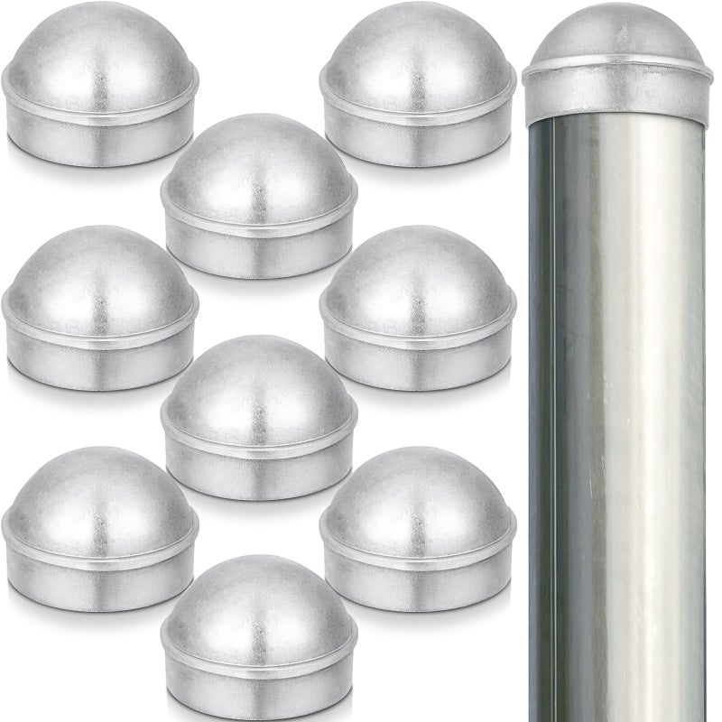 Yaocom 10 Pcs Chain Link Fence Post Cap Round Dome External Post Caps Aluminum Chain Link Caps Only Use For Outside Diameter Post Outdoor Chain Link Fence Parts (2-3/8"") - Image 1