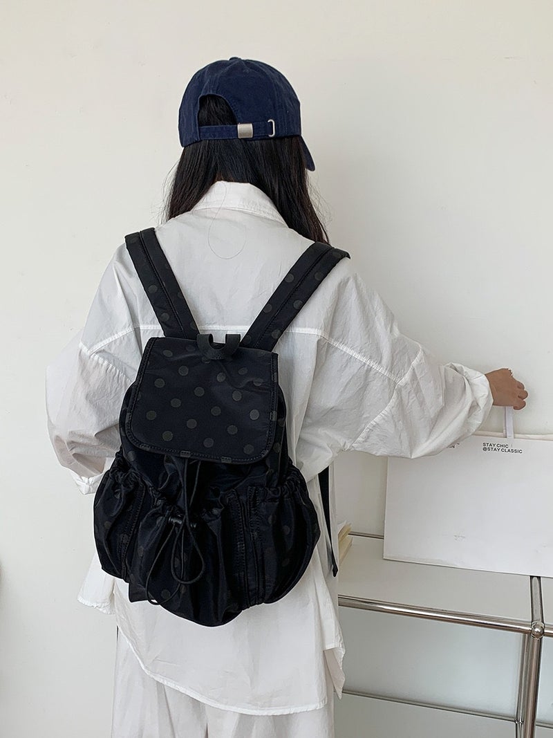 Large-Capacity Summer Ins Preppy Style Popular Polka Dot Design Travel Class Backpack For Women - Image 3