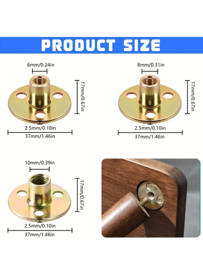 18pcs Galvanized Metal T Nuts Set M6 M8 M10 Flange Threaded For Furniture Fixing - Image 5