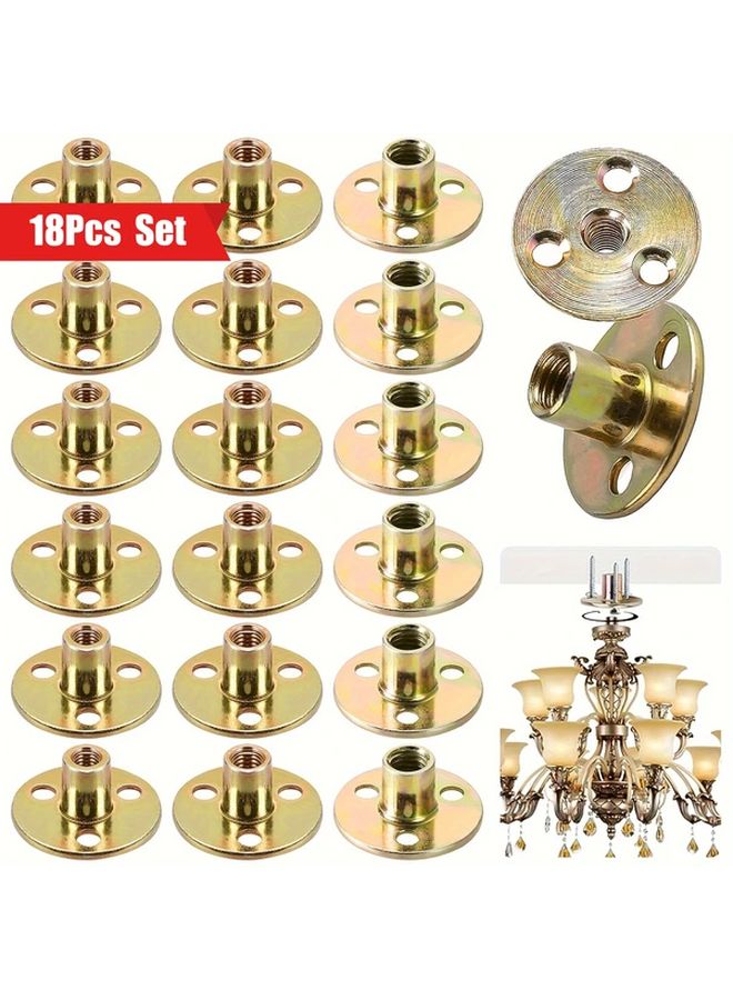 18pcs Galvanized Metal T Nuts Set M6 M8 M10 Flange Threaded For Furniture Fixing - Image 2